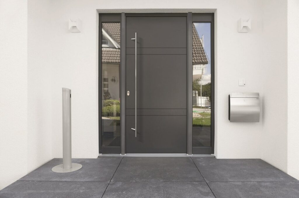 Porte aluminium avec poignée verticale