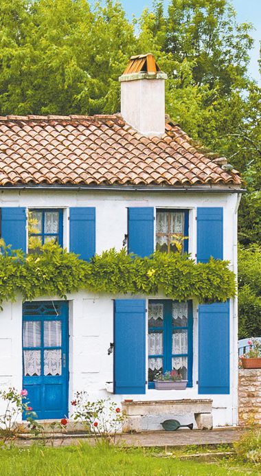 Volets battants aluminium pleins sur une maison blanche